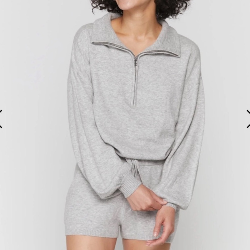 Spiritual Gangster Cozy Knit Half Zip Polo Style Romper Soft Grey Sz Small